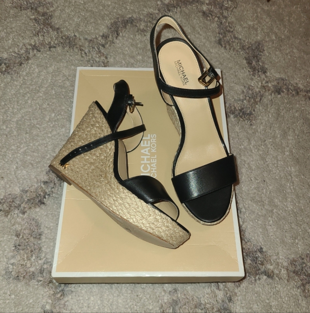 Michael Kors Black Wedge Sandals